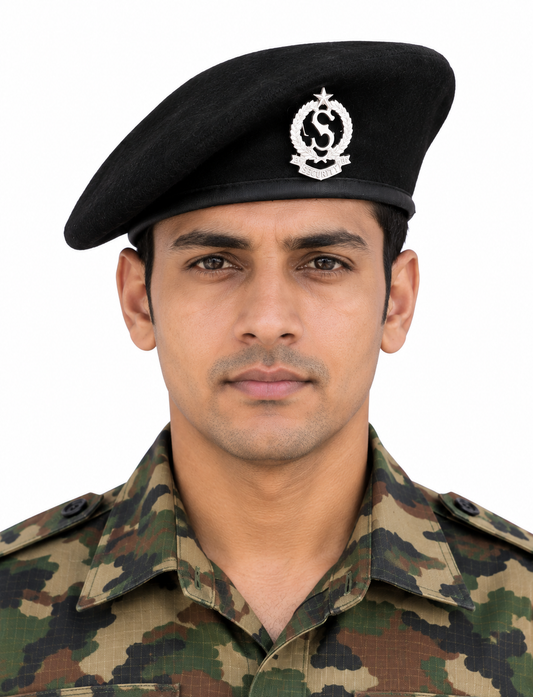 REGALIA SECURITY GUARD BERET CAP WITH 'S' CAP BADGE (BLACK), EACH