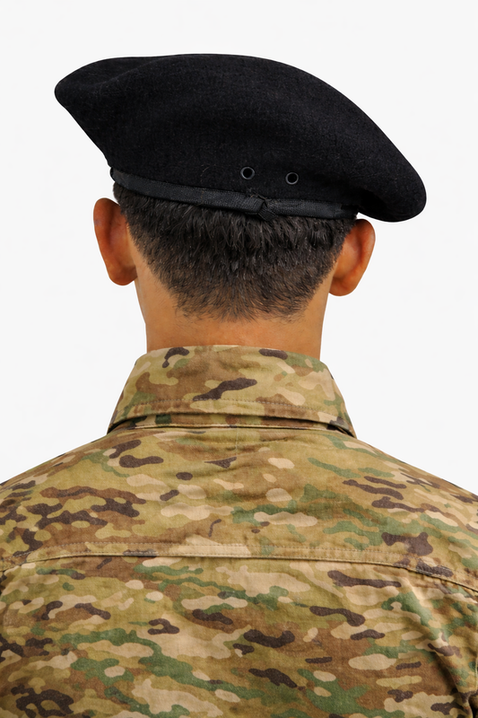 REGALIA SECURITY GUARD BERET CAP WITH 'S' CAP BADGE (BLACK), EACH