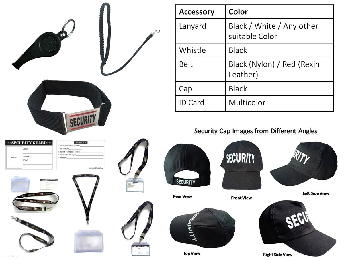 Security Guard Uniform brown Shirt Black Pant accessories set