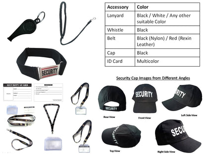 Security Guard Uniform brown Shirt Black Pant accessories set