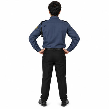 security guard uniform grey shirt black pant back view